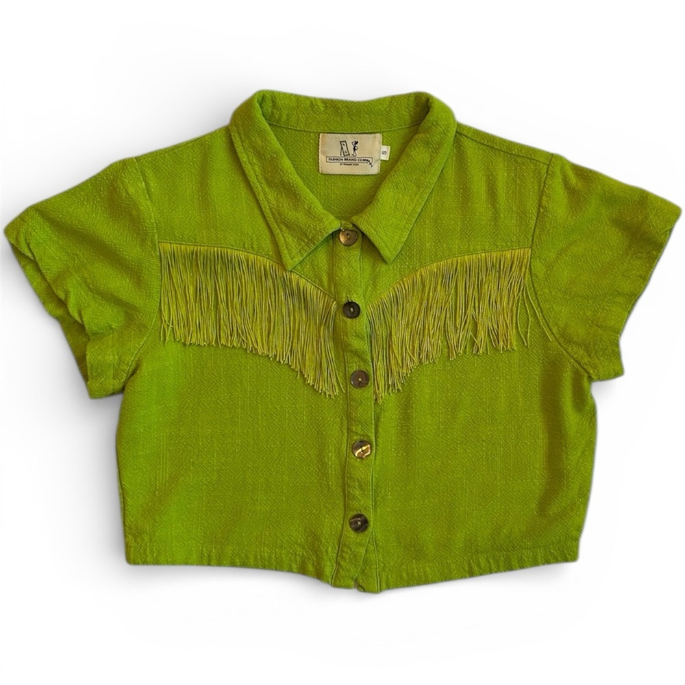 Fashion Brand Company Linen Button Down with Fringe